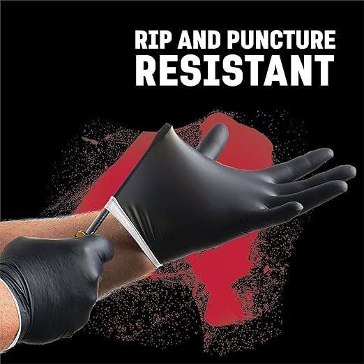 Venom Steel Industrial Nitrile Gloves, Chemical Resistant Disposable Black Gloves, Latex-Free, Powder-Free, Textured Grip, Heavy Duty Two-Layer Protection, 6 mil, Medium (Pack of 500)