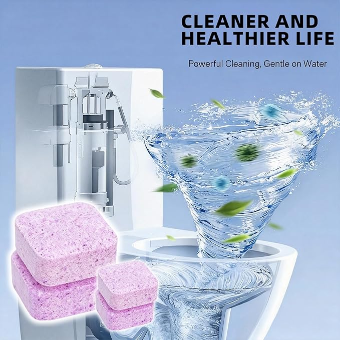 48PACK Toilet Cleaning Tablets Set - 16 Effervescent Toilet Bowl Cleaners Tablets + 32 Blue Toilet Tank Tablets, Double-Action Formula for Stain, Water Deposit Removal