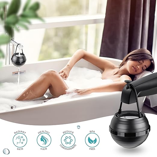 Bath Filter for Tub Faucet - 11 Stage Bathtub Water Filter with Vitamin C - Removes Chlorine & Contaminants - Bath Water Filter for Baby & Kids - Healthy Skin & Hair (Matte Black)