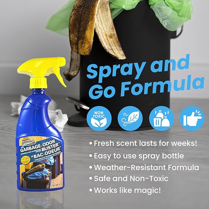 Surf-Pro Outdoor Trash Can Odor Eliminator Spray, 500ml (16.9 oz), Long-Lasting Fresh Scent Deodorizer for Garbage, Compost & Pet Waste Bins