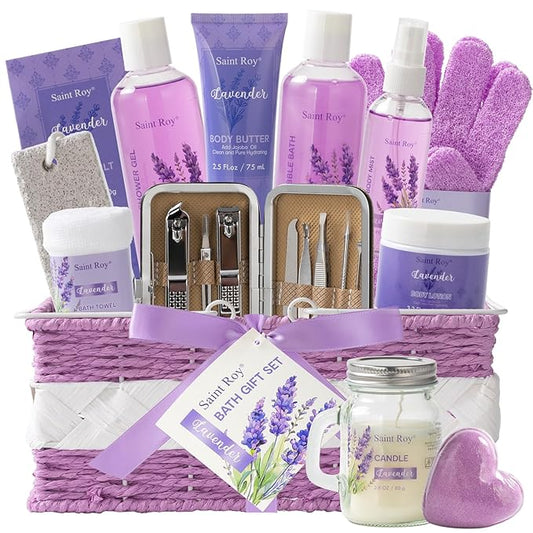 20 Pcs Spa Gifts for Women, Lavender Bath and Body Gift Basket, Spa Gifts for Women Bath and Body Care Set, Relaxing Bath Sets for Mom, Spa Kit, Birthday, Christmas, Mother Day, Anniversary