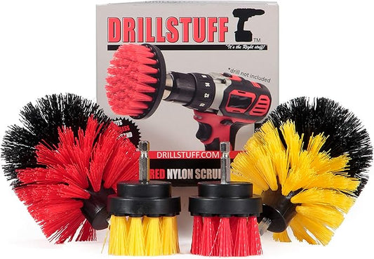 Cleaning Brush Attachments for Cordless Drill - Stiff Bristle Deck Brush - Concrete - Grout Scrub Brush - All Purpose Bathroom Drill Brushes for Cleaning Shower - Bathroom Surfaces - Tub and Tile