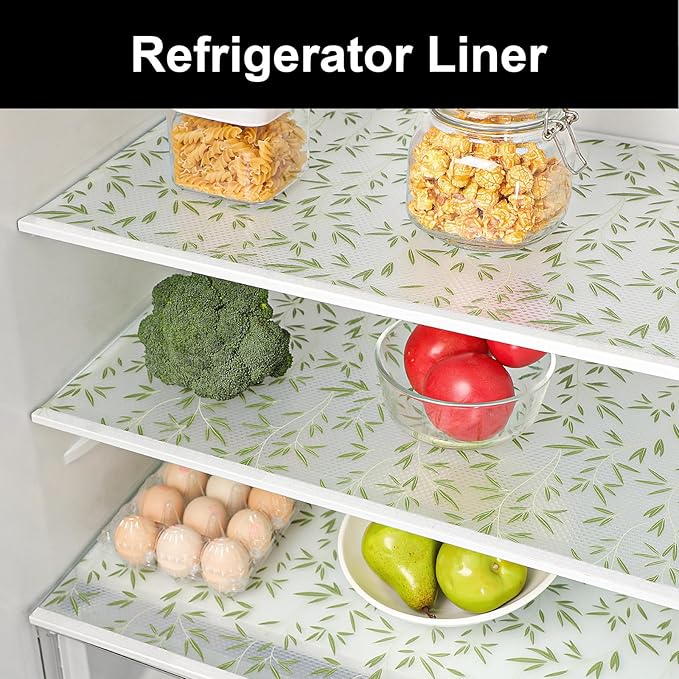 Cooyes Shelf Liners for Kitchen Cabinets, Waterproof and Oil-Proof Kitchen Cupboard Liner, Refrigerator Liners and Plastic Drawer Mats EVA Non Adhesive Shelves（17.5" W x 197" L）