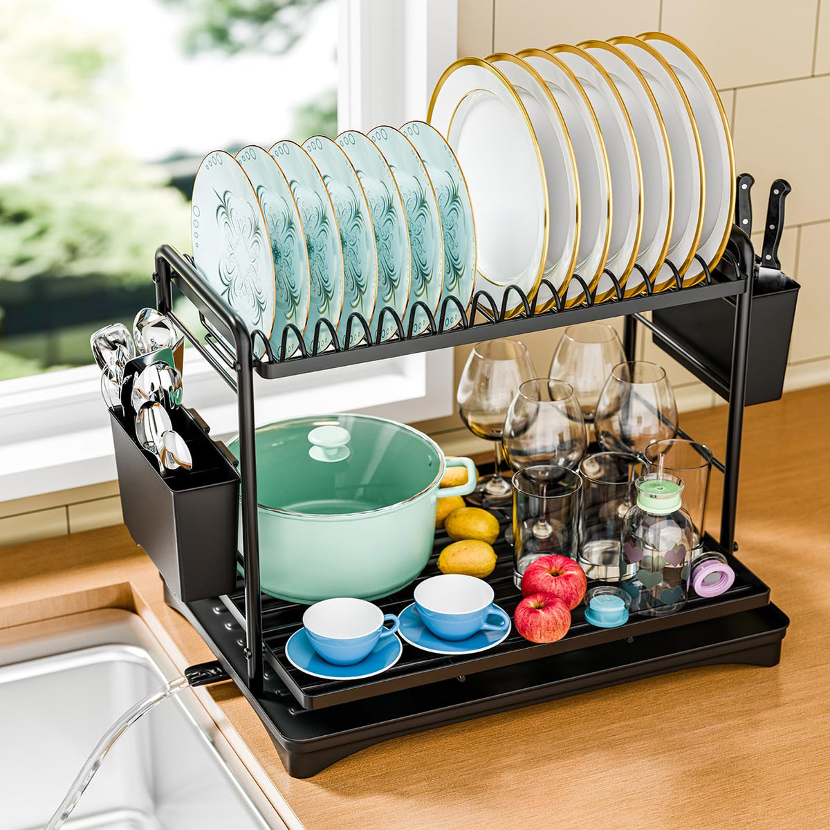 Simple Trending Dish Rack, Dish Drying Rack 2 Tier - Image 1