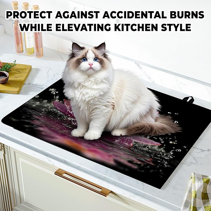 Stove Top Cover for Home Decoration Kitchen Pad Washable Cooktop Covers Countertop Stove Protector Mat for Home Kitchen Cooktops (pink flower, 28"x20")