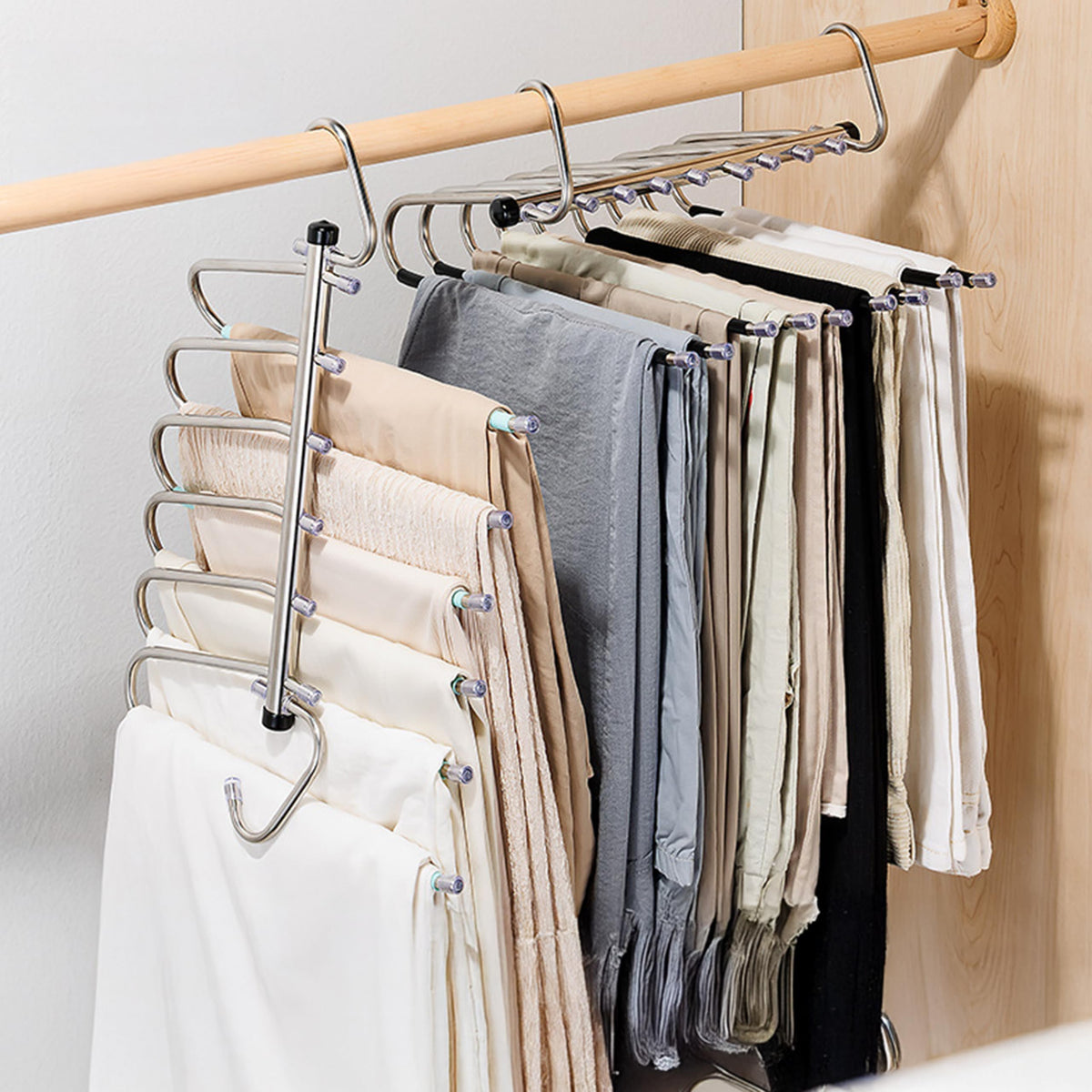 Pants Hangers Space Saving - 4 Pack 5-Tier Stainless Steel - Image 1