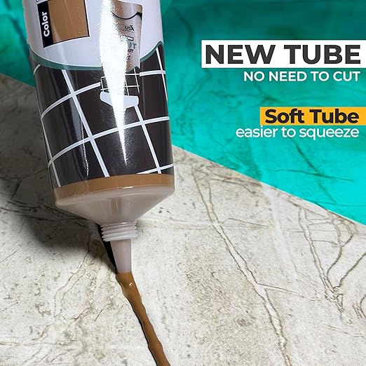 PentaUSA Brown Tile Grout Repair Kit - Premixed Filler for Cracks & Gaps, Waterproof Ready to Use Grout Repair for Shower, Kitchen & Bathroom-8.8oz (250g - 0.55 lb)