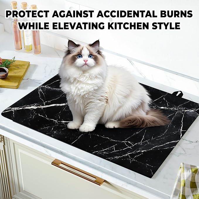 Stove Top Cover for Home Decoration Kitchen Pad Washable Cooktop Covers Countertop Stove Protector Mat for Home Kitchen Cooktops (black, 28"x20")