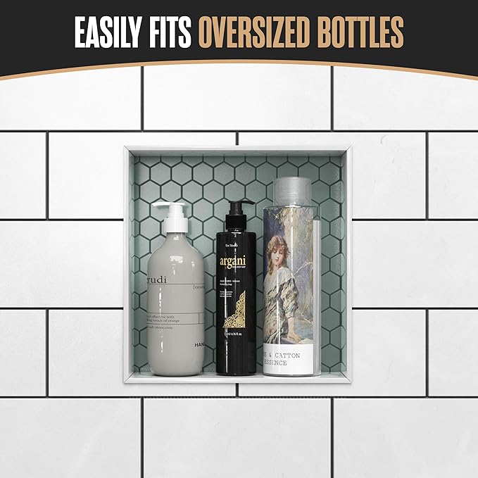 Houseables Shower Niche, Shower Niche Insert Tile Ready, 12x12 Inch, Recessed Bathroom Storage, in Wall Shelf, Cubby Inserts, Recessed Shampoo Caddy, Inset Shelves, Built in Nook, Soap Box, Prefab