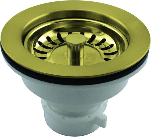 Westbrass Push-Pull Style Large Kitchen Sink Basket Strainer, Polished Brass, D2143P-01