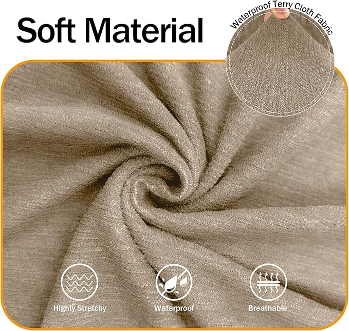 Waterproof Stretch Spandex Chair Sofa Slipcover - Non-Slip Soft Couch Cover with Elastic Bottom, Washable Leakproof Furniture Protector for Kids, Pets, Dogs & Cats (Chair, Island Fossi)