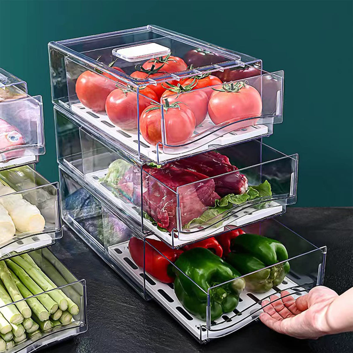 Diskary Fridge Organizer, Stackable Refrigerator Organizer Bins - Image 1