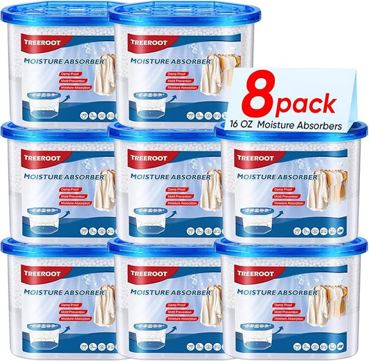 8 Pack Moisture Absorbers, 16 OZ Humidity Absorber Bucket, Moisture Absorbers for Closet, Dehumidifier Bucket for Wardrobes, Kitchens and Bathrooms, Fragrance Free Humidity Absorber