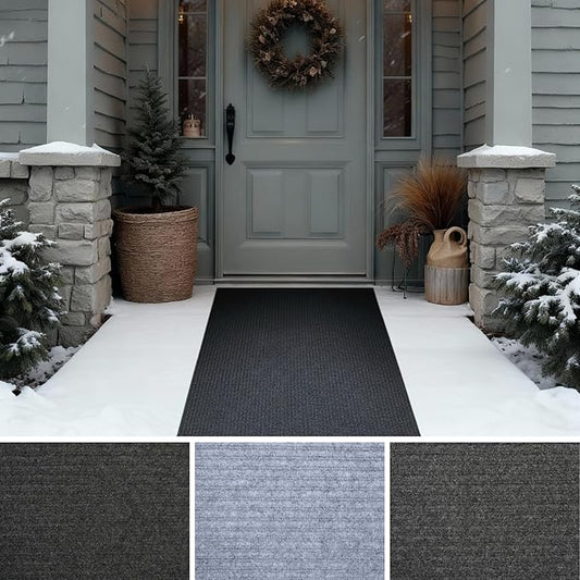 iCustomRug Ribbed Entryway Door Mat – 3'x6' Black, Indoor/Outdoor, Non-Slip TPR Rubber Backing, Low-Profile All-Weather Carpet, Non-Shedding & Easy Care, Utility Rug Ideal for High Traffic Areas
