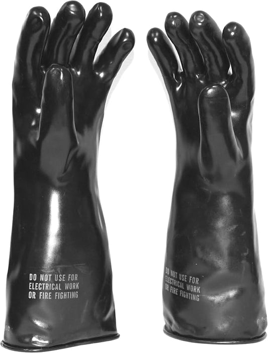 Butyl Rubber Gloves / 22 Mil Thick / 12 Per Box(Large),Black