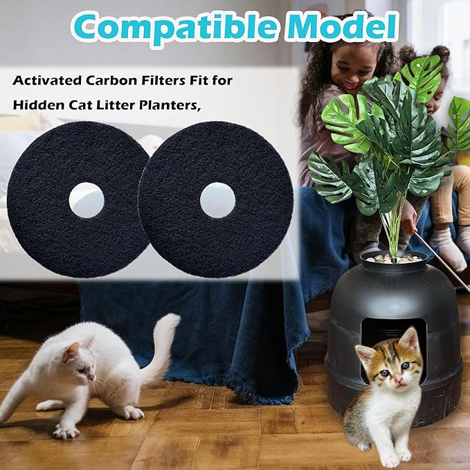 Cat Litter Box Replacement Filters for Hidden Litter Box Cat, Activated Charcoal Filters Replacement to Absorb Odors and Litter Box Deodorizer for Hidden Enclosure Litter (6 Pack)