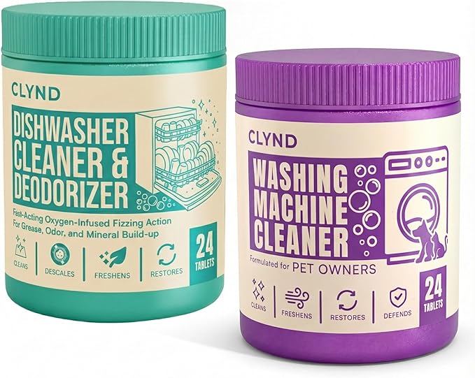 Washing Machine and Dishwasher Cleaner Tablets Bundle for Internal Residue and Descaling, Residue Free Formula for Households and Apartments