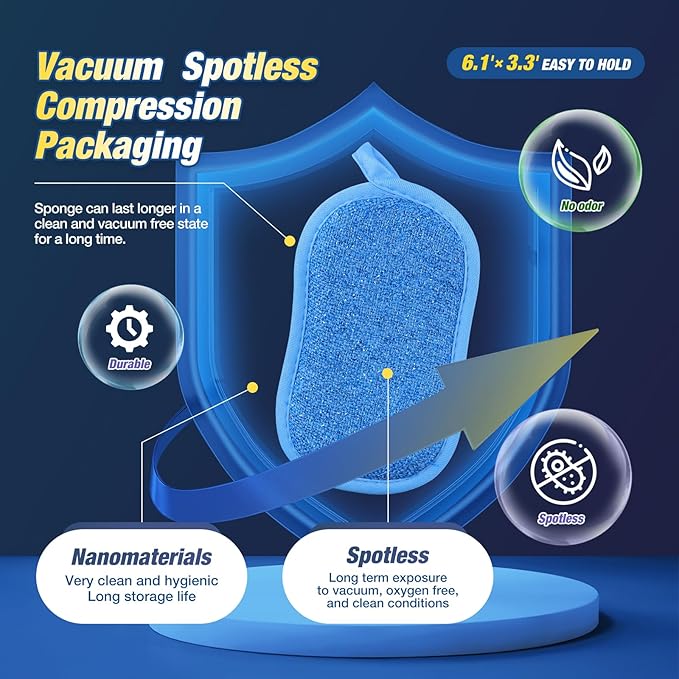 Dish Sponge Kitchen Sponges Multipurpose Cleaning Sponge All-Purpose Sponges Non Scratch Kitchen Sponge Cleaning Mat Used for Cleaning Non Stick Cookware,Kitchen Pans MGLDEM (Blue,Gray-10 Packs)