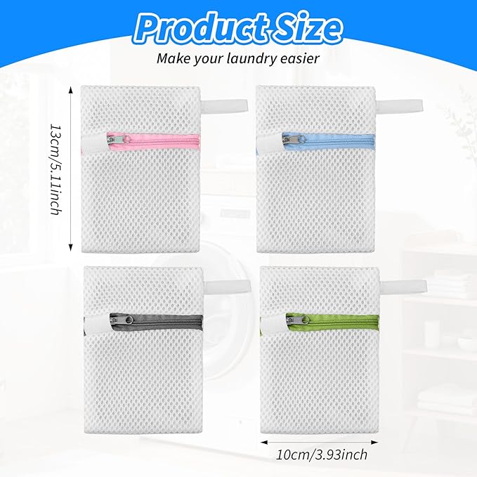 4 Pcs Laundry Pod Anti-Sticking Bag, Polyester Scent Beads Wash Bag, Small Mesh Laundry Bags for Most Washing Machine(5.1 x 3.9 Inch)