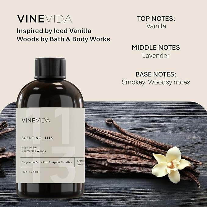 VINEVIDA [4oz] Iced Vanilla Woods Fragrance Oil for Candle Making and Soap Making - Premium Candle Scents for Soy Candles