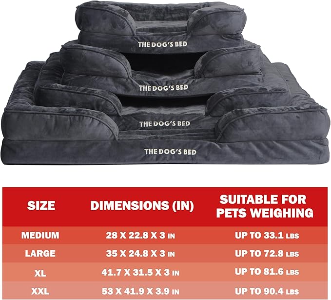 The Dog’s Bed, Orthopedic Standard Foam Waterproof Dog Bed with Standard Support, XL Grey Plush, Waterproof, Supportive Dog Bed with Replaceable Covers