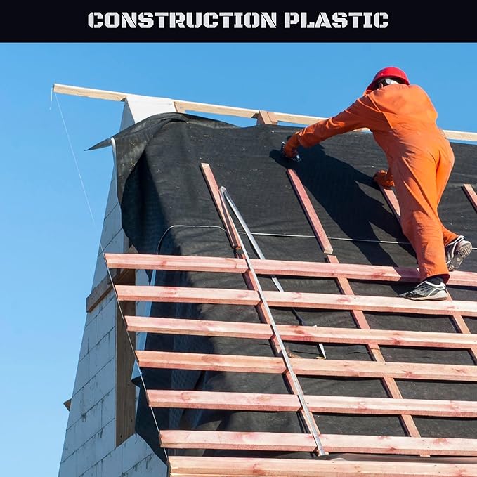 Plastic Sheeting 4 MIL Black (10x100) Roll for Tarp, Garden, Painters Drop Cloth, Plastic Mulch, Weed Barrier, Underlayment, Concrete Curing, Moisture, Vapor, Construction Film, Lumber, Ground Cover