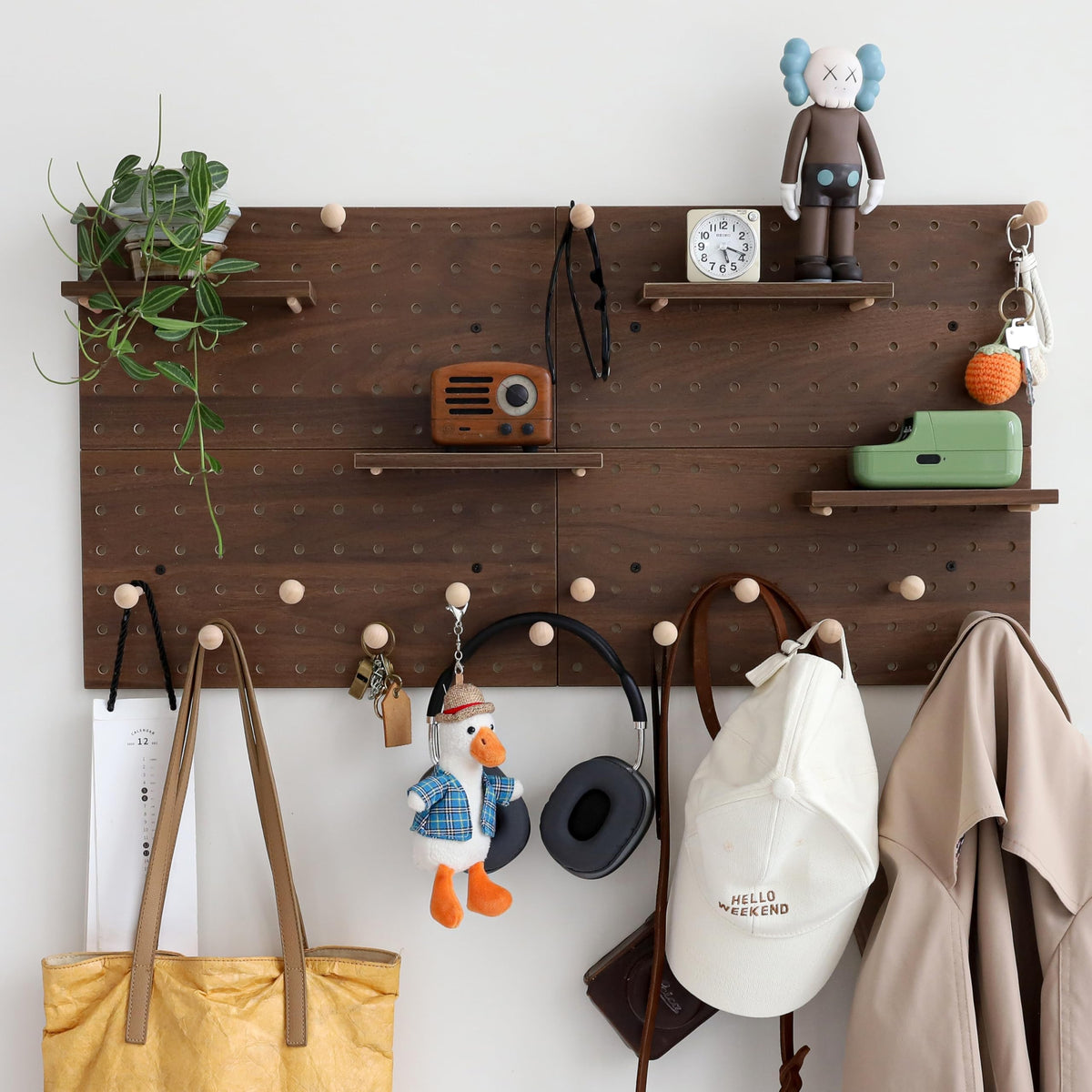 Wooden Pegboard Modular Display Organization Storage Wall Hooks - Image 1