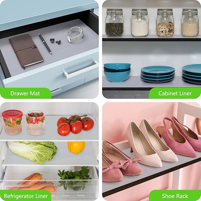 Shelf Liners for Kitchen Cabinet Refrigerator Liners Waterproof Kitchen Cupboard Liner Drawer Mats EVA Material Non Adhesive Fridge Mats for Shelves Clear 17.5 x 78.7 Inches