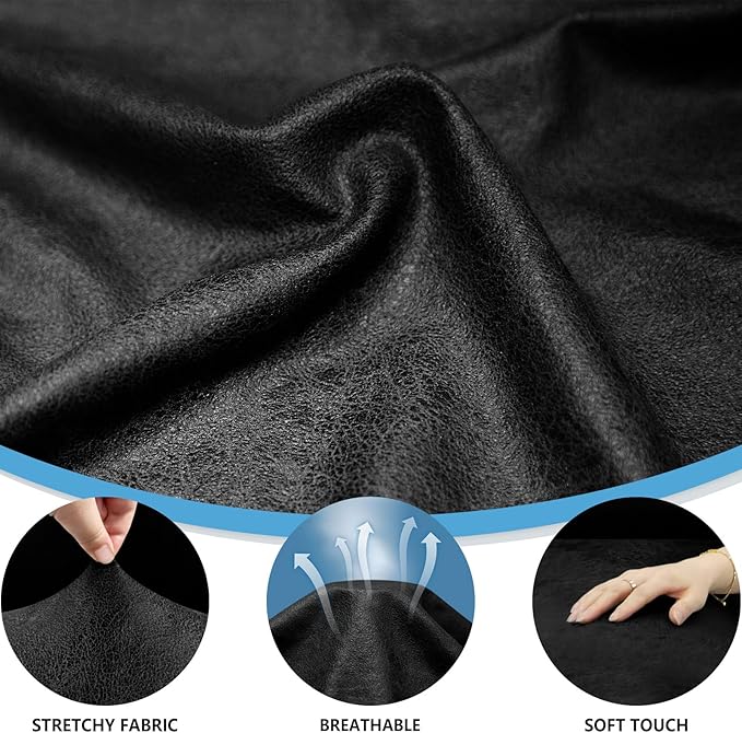 3-Pieces T Cushion Loveseat Slipcovers Leather Look Couch Cover Loveseat Covers for 2 Cushion Couch Furniture Protector Stretch Sofa Cover with 2 Individual T Cushion Seat Covers, Black