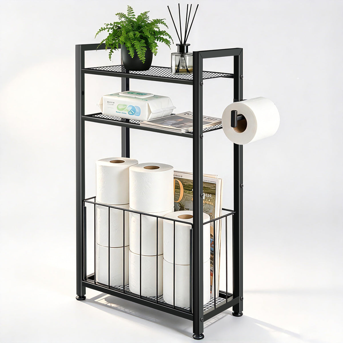 Freestanding Toilet Paper Holder with Storage, Bathroom - Image 1