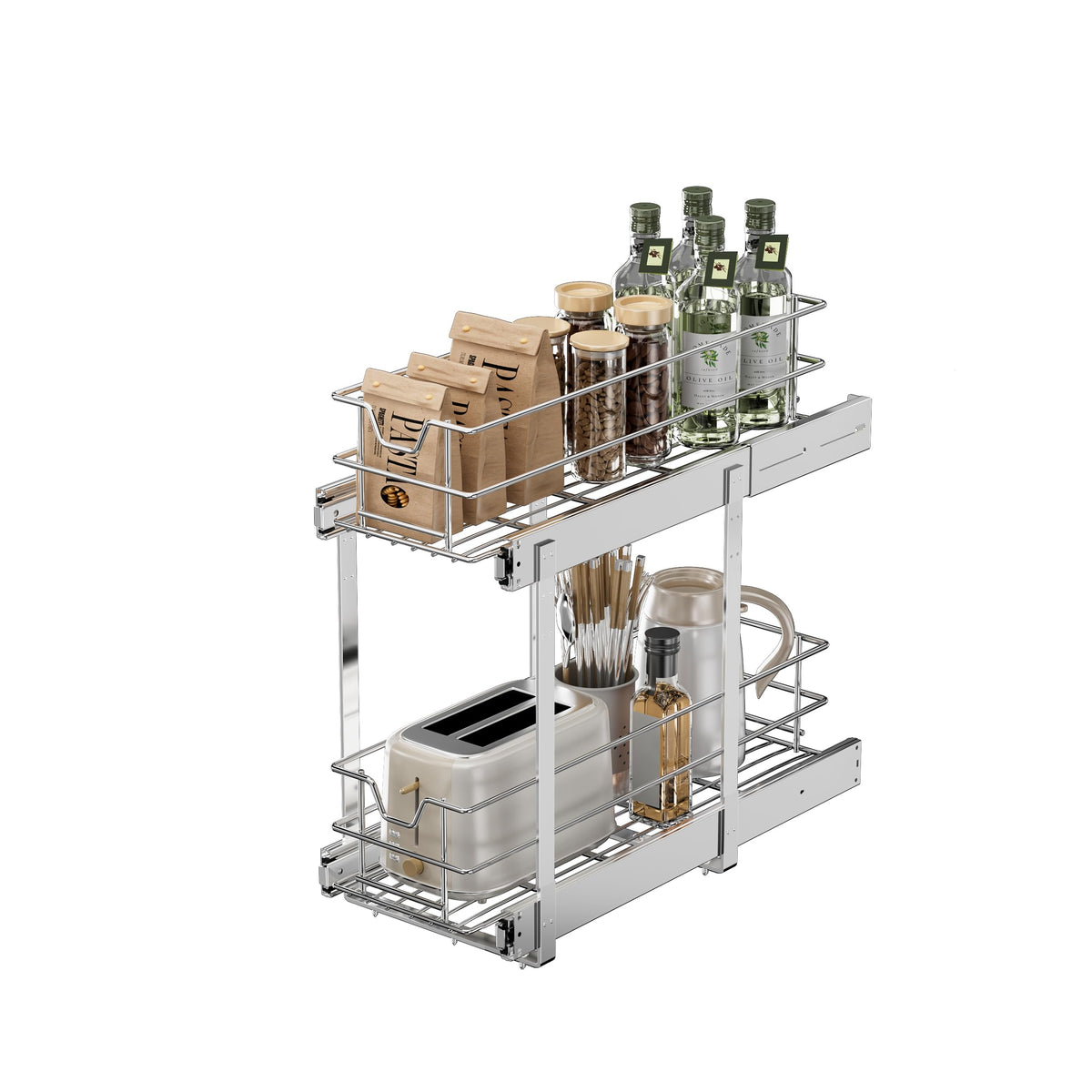 EZKAZA Pull Out Cabinet Organizer for Kitchen Utensil 7.5" - Image 1