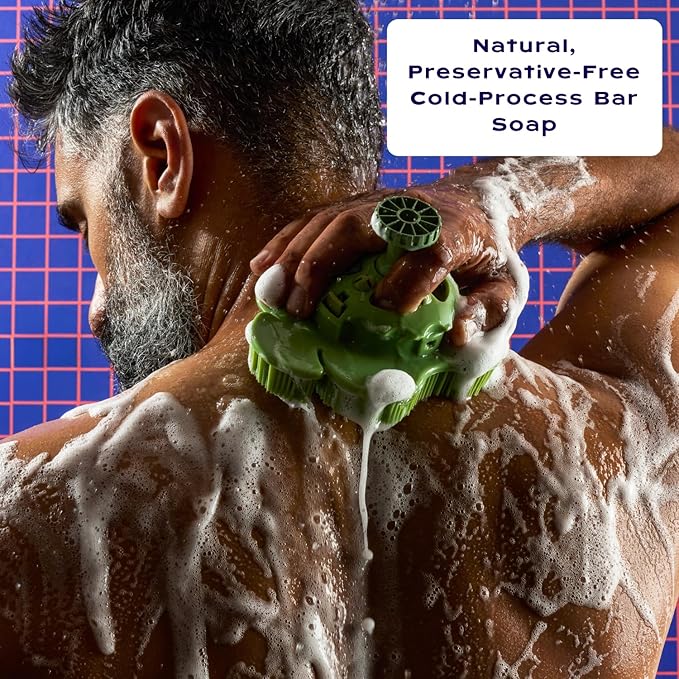 Smoosh® Body Scrubber, Black & 2-Count Bar Soap, Cedarwood Bergamot - Silicone Body Scrubber with Embedded Bar Soap for Shower Exfoliation and Cleansing