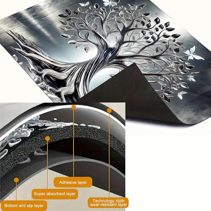 Diatomite Tree of Life Stove Top Cover for Electric Stove Butterfly Dish Drying Mat 28x20 Inch Kitchen Protector Heat Resistant Pad Coffee Mat
