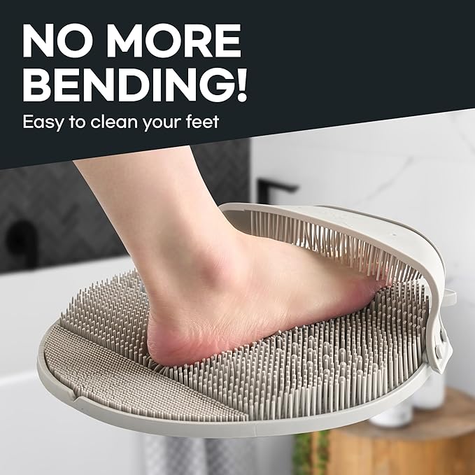Larger Foot Scrubber - Foot Cleaner&Massager with Non-Slip Suction Cups for Use in The Shower Black (Black)