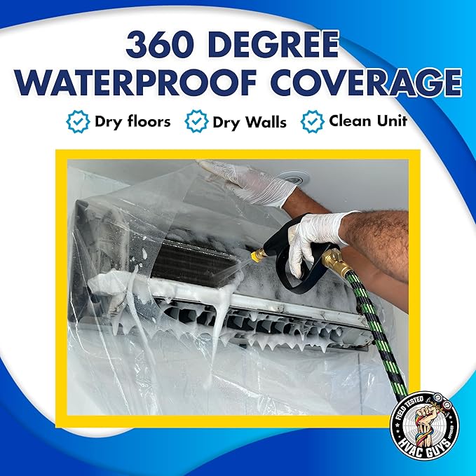 Leak Saver HVAC Guys Mini Split Cleaning Bag | Adjustable & Fits Any Size | 360 Degree Air Conditioner Cleaning Cover for Mini Split Air Conditioners