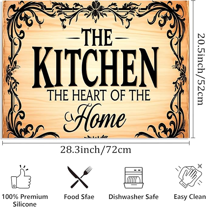 Stove Top Covers for Electric Stove, Waterproof Stove Shield, Dust-Reducing Cooktop Cover, Multi-Use Counter Protector, 28.3 x 20.5 Inches, Rustic Kitchen Quote Decor（Kitchen）