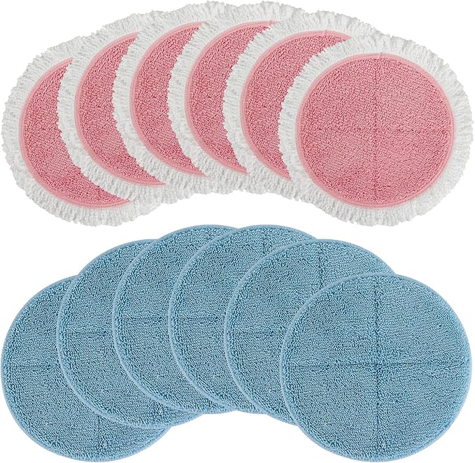 BeiLan Spin Cordless Electric Mop Pads - 12 Pack Steam Electric Mop Refills Fit for Vmai/Eous/Idoo/Alfabot/Devoac - 7.28inch Spin Replacement Mop Pads for Floor Cleaning