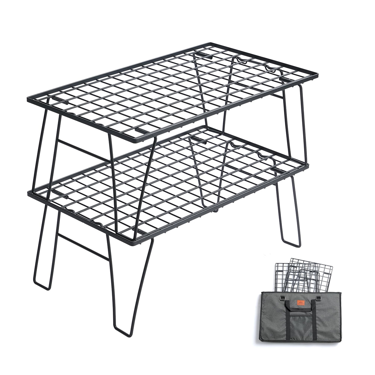 CAMPINGMOON Camping Mesh Rack 2 Pack Folding Camp Storage - Image 1