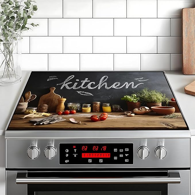 Stove Top Cover Flower Gas Stove Top Cover for Home Decoration Kitchen Pad Non-Stick Washable Cooktop Covers Countertop Protector Keep Stove Clean (Kitchen-1, 28L"x20W")