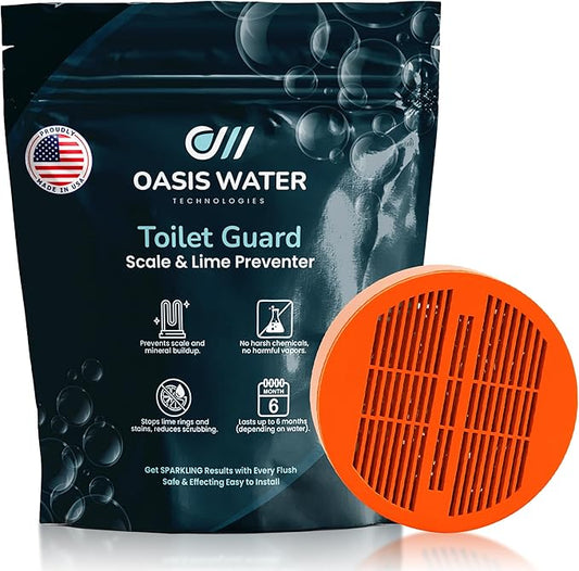 Toilet Guard Hard Water & Limescale Drop-In Toilet Tank Tablet | Polyphosphate Formula | Helps Reduce Rings, Stains & Mineral Buildup | Bleach-Free 180-Day Tablet