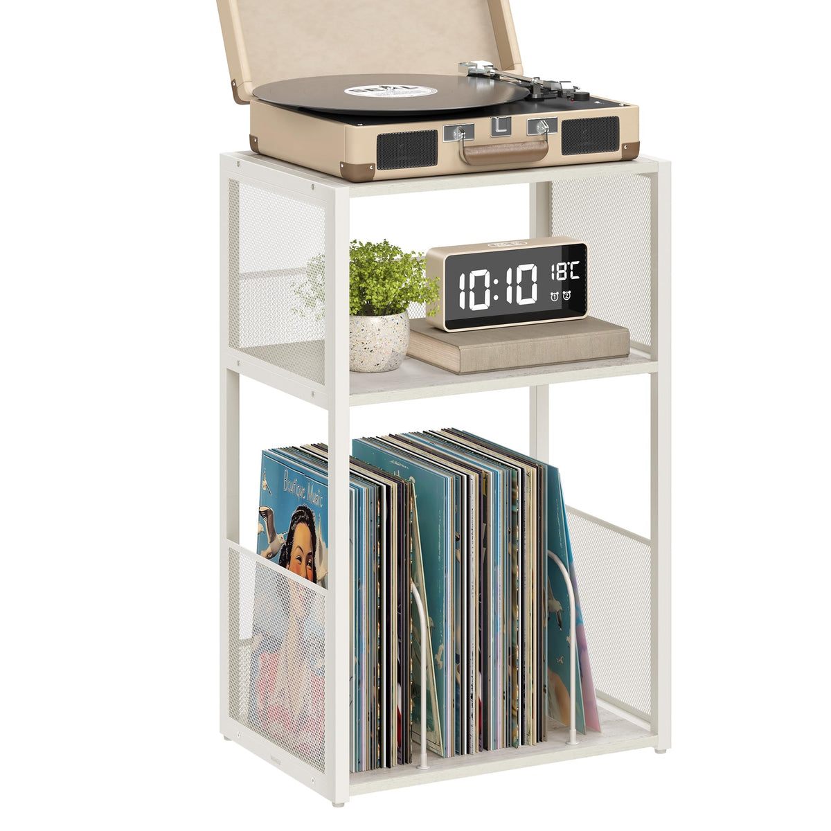 VASAGLE 3-Tier Record Player Stand, Vinyl Record Storage - Image 1