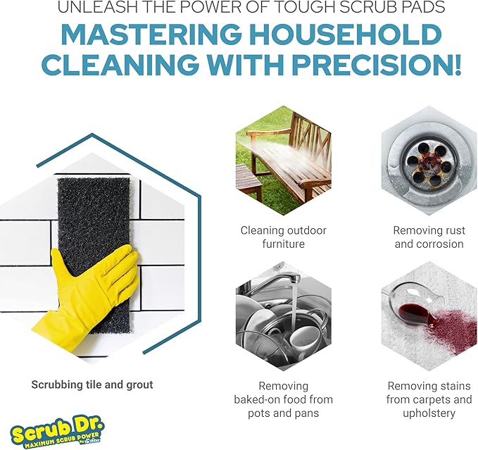 The Tile Doctor Multipurpose Scrub Pad - Ideal for Bathroom, Kitchen & Floor Cleaning - Non-Scratch Dish Sponge & Shower Scrubber - Commercial Grade - (Green - Heavy Duty, 6 Pack)