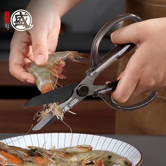 MITSUMOTO SAKARI Heavy Duty Japanese Kitchen Scissors, Multipurpose Detachable Stainless Steel Kitchen Shears, Sharp Cooking Scissors for Meat, Fish, Nuts, Vegetables