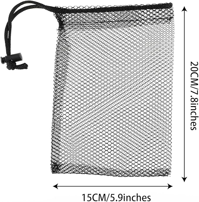 5 Pcs Small Mesh Bags, Small Mesh Drawstring Bag Storage Bag Laundry Meshs Bags for Gifts Scallop BagsMesh with Cord Lock Closure for Kitchen Jewelry Toys Gifts Wedding (Black,5.9 X 7.8 Inch) (5)
