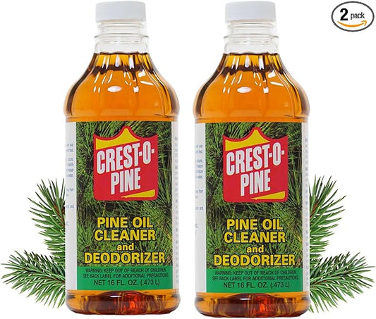 Crest-O-Pine Real Pine Oil Cleaner Concentrate Deodorizer, Multi-Purpose All-Purpose Household Cleaner for Floors, Kitchen, Bathroom, Laundry, Grease & Odor Removal (2, 16 fl oz)