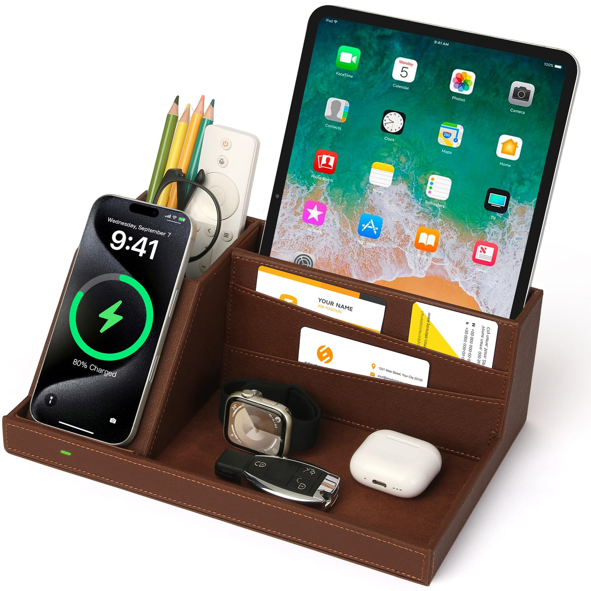 Fast Wireless Charging Station with Desk Organizer for iPhone - Image 1