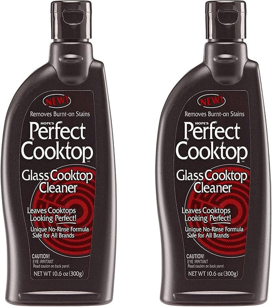 HOPE'S Perfect Cooktop Glass and Ceramic Cooktop and Stove Top Cleaner, Fast Acting and Removes Burnt on Stains from Glass Ceramic Smooth Top Ranges with its No Rinse Formula, 10.6 Oz, Pack of 2