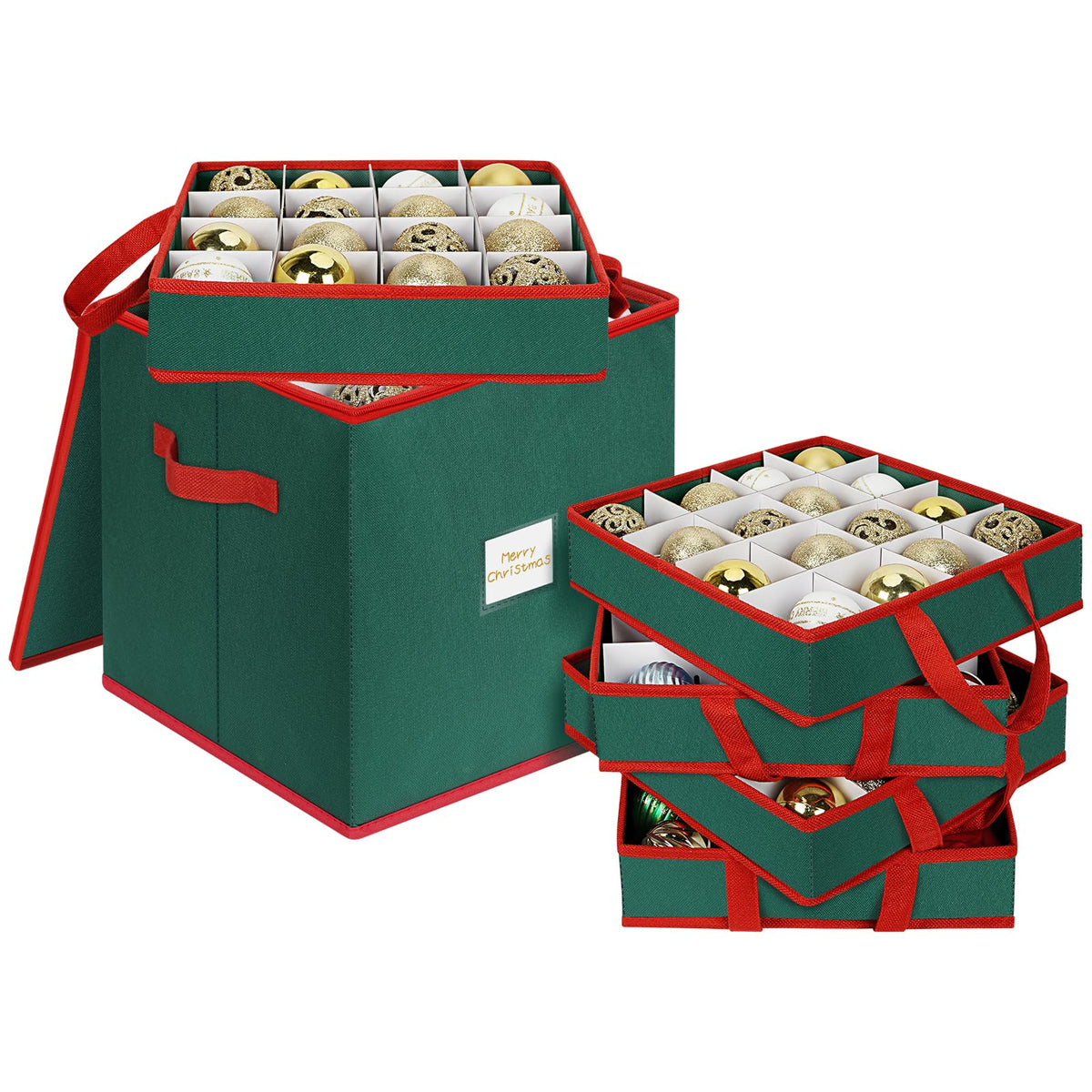 Christmas Ornament Storage Box Stores 64 Ornaments, Non-Woven - Image 1