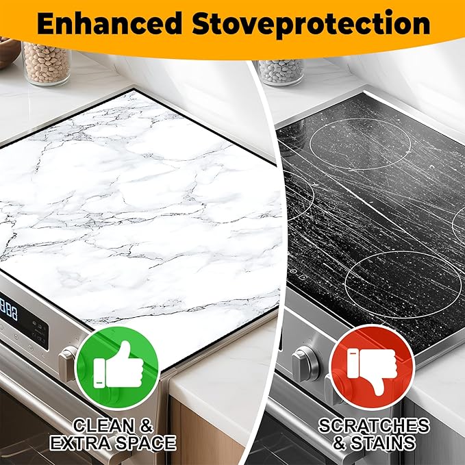 Stove Top Cover for Home Decoration Kitchen Pad Washable Cooktop Covers Countertop Stove Protector Mat for Home Kitchen Cooktops (white, 28"x20")