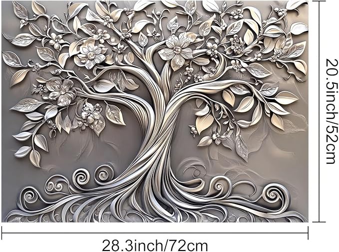 Stove Top Cover 28 x 20 inches Silver Tree of Life Stove Top Covers Pad Glass Flat Top Stove Mat for Kitchen Fit Under Coffee Maker Pot Water Absorbent Mat Diatomite